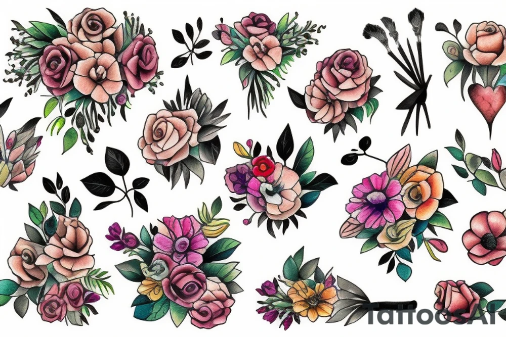 bouquet tattoo idea
