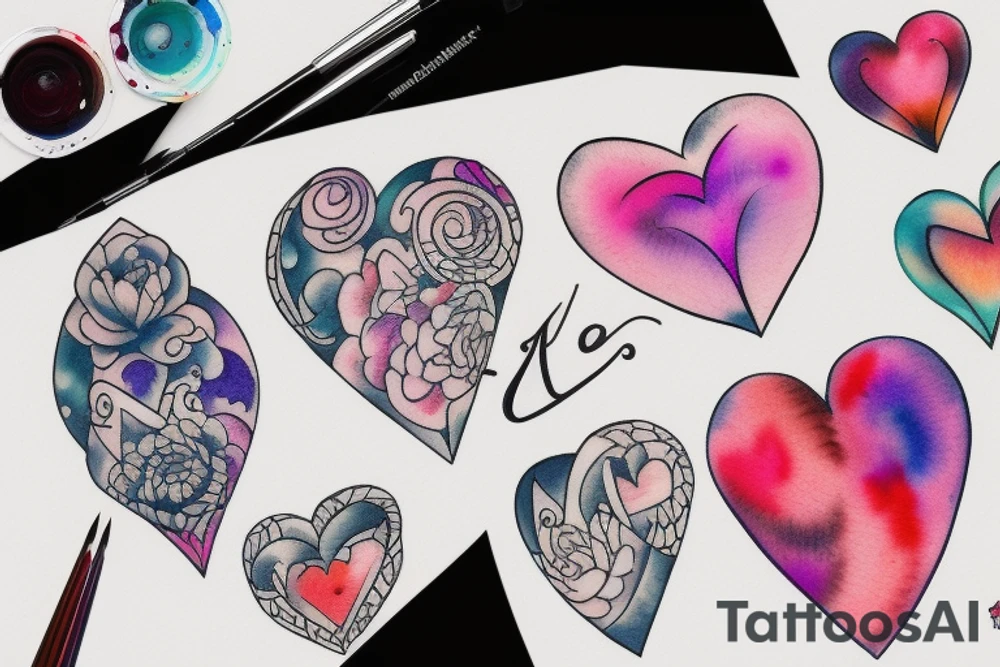 watercolor heart tattoo idea