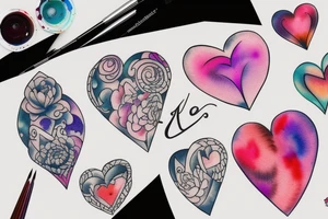 watercolor heart tattoo idea