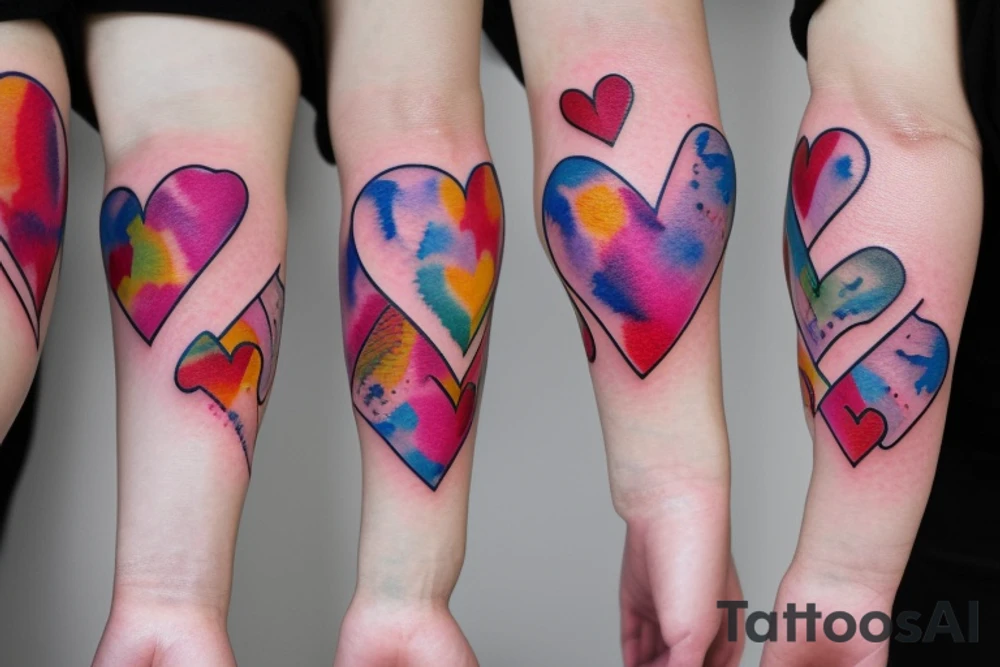 watercolor heart tattoo idea