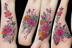 scroll heart with flowers tattoo idea