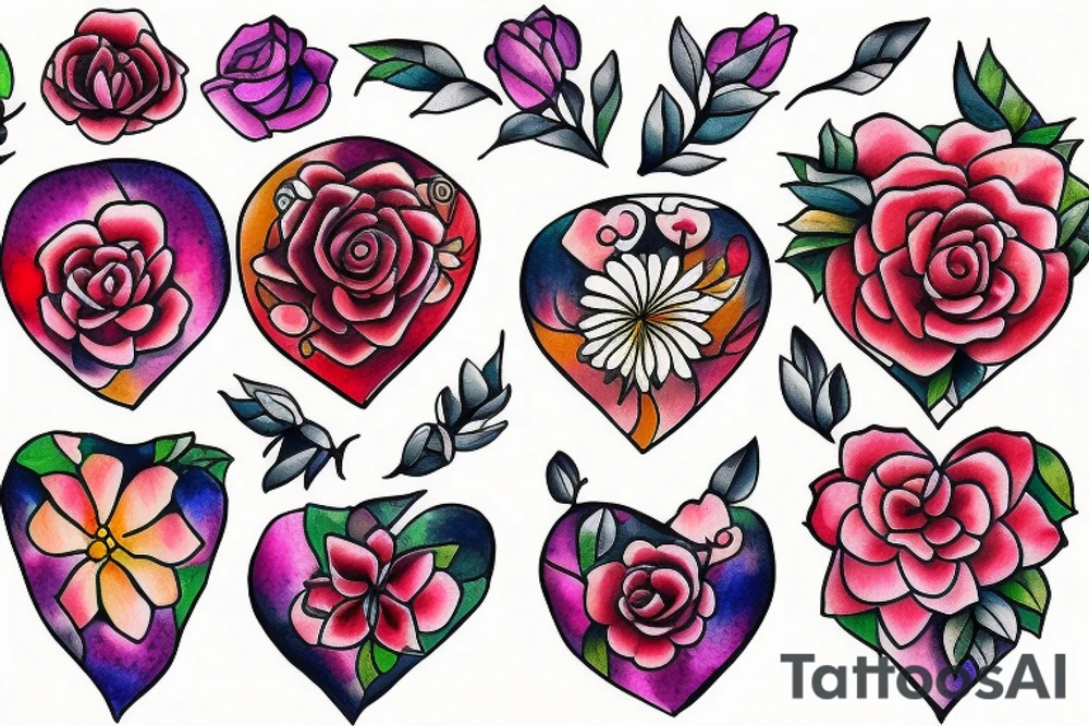 flower heart tattoo idea