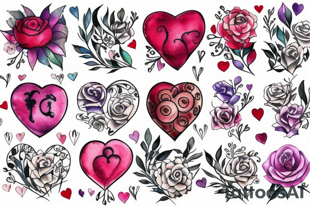 flower heart tattoo idea