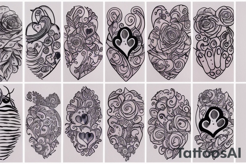 paw print heart tattoo idea