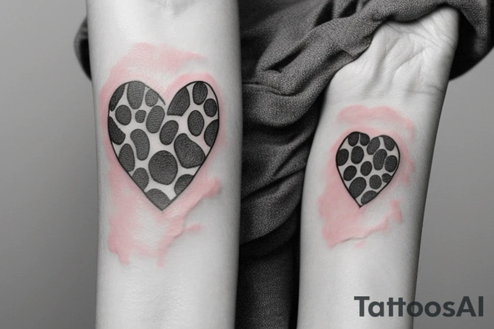 paw print heart tattoo idea
