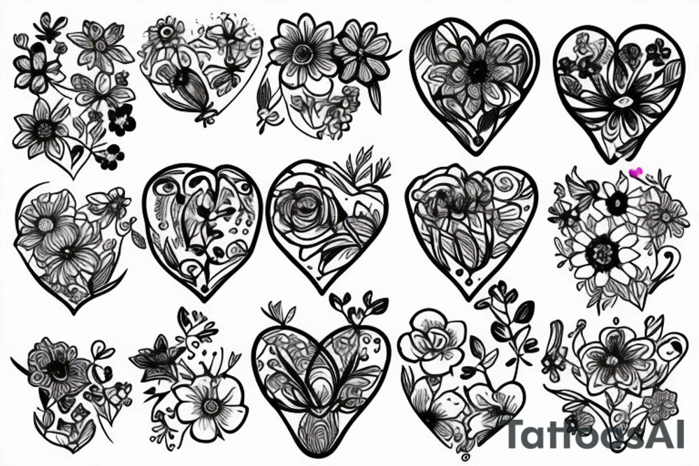 Heart filled with flowers tattoo idea