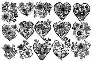 Heart filled with flowers tattoo idea