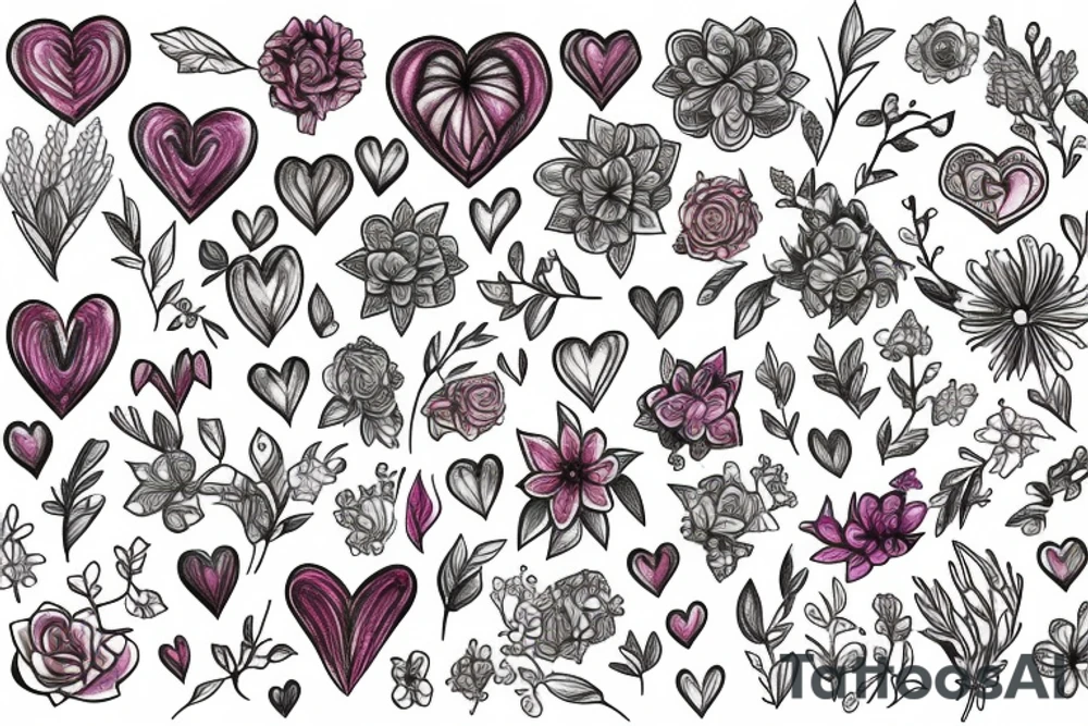 Heart filled with flowers tattoo idea