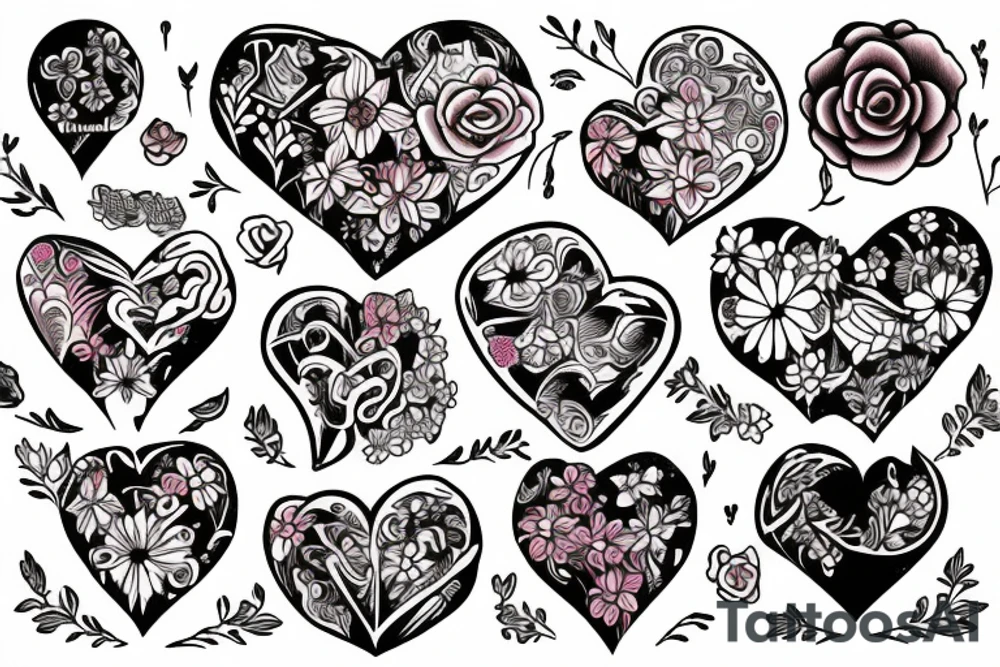 Heart filled with flowers tattoo idea