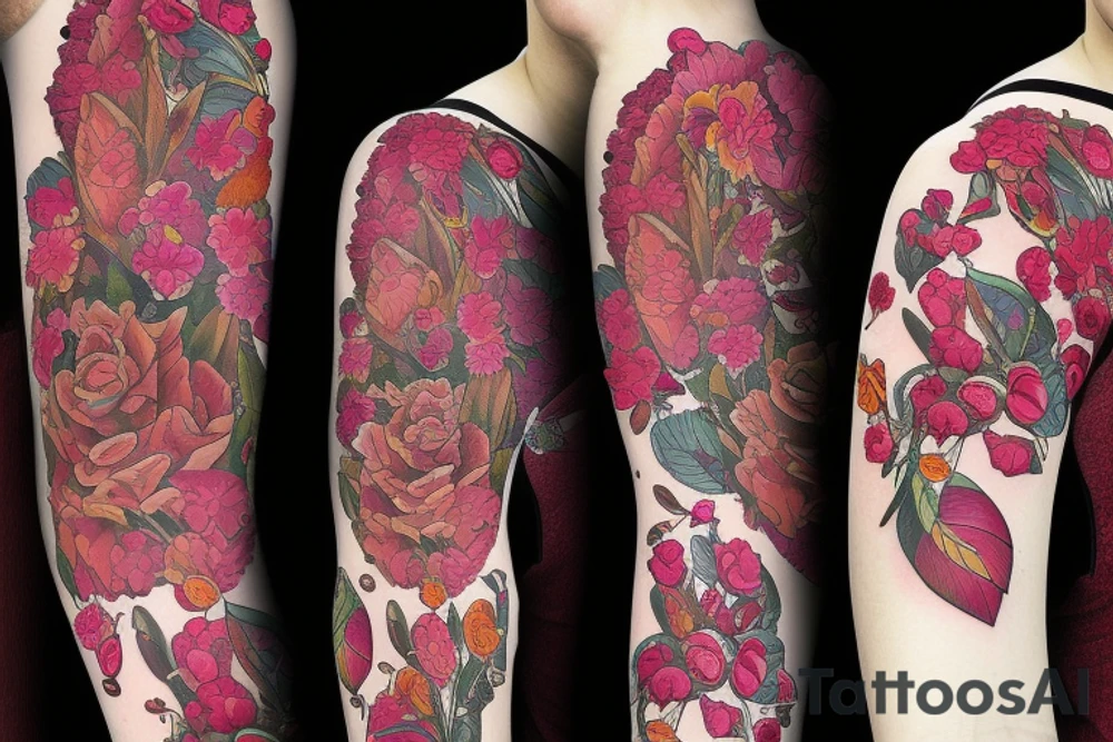 Heart filled with flowers tattoo idea