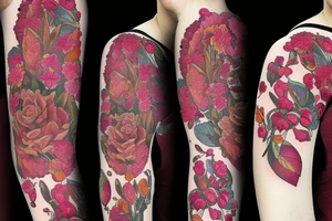 Heart filled with flowers tattoo idea