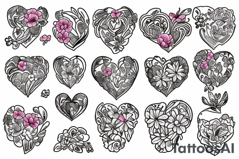 Heart filled with flowers tattoo idea