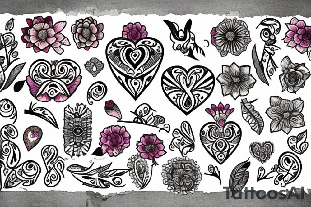 Heart filled with flowers tattoo idea