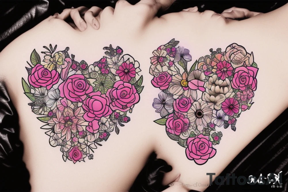Heart filled with flowers tattoo idea