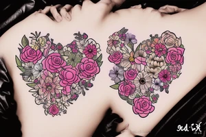 Heart filled with flowers tattoo idea