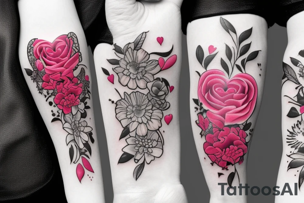 Heart filled with flowers tattoo idea