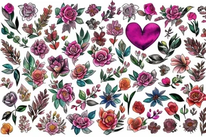 Heart filled with flowers tattoo idea