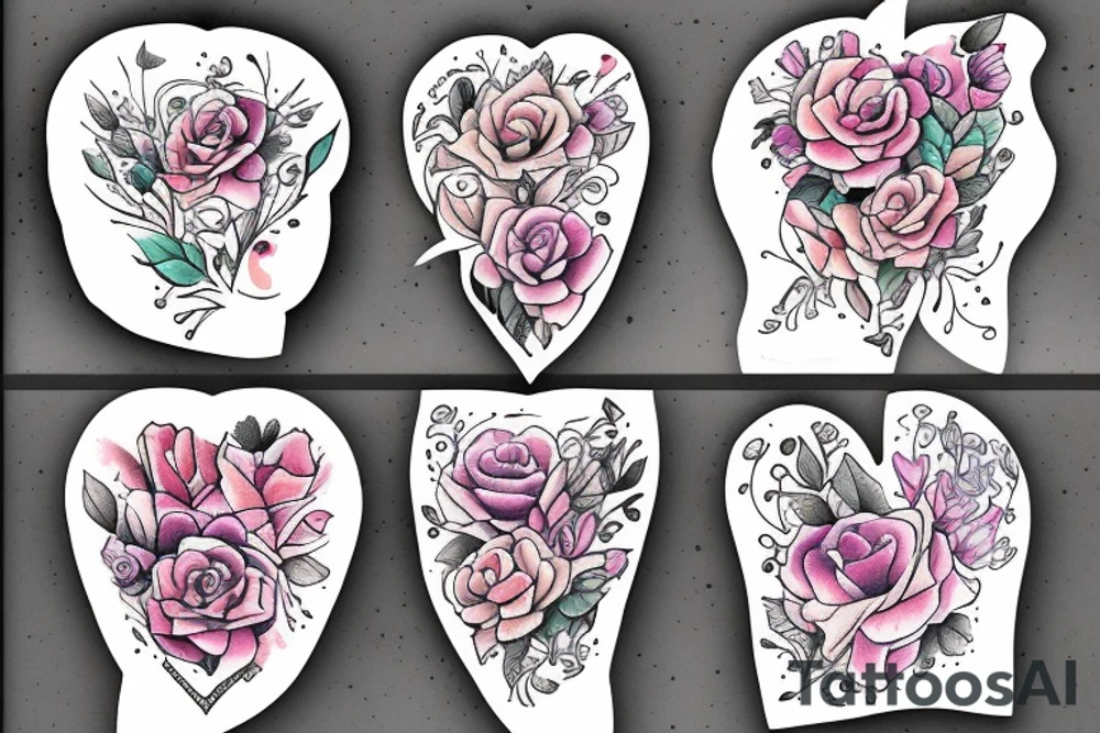 Bouquet heart tattoo idea