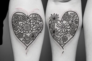 Heart outline with flowers tattoo idea