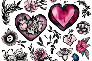 Heart outline with flowers tattoo idea