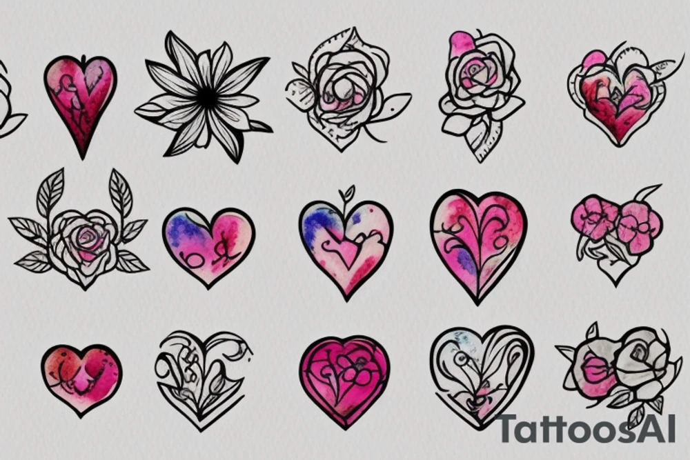 flower heart tattoo idea