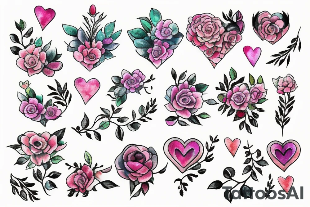 flower heart tattoo idea