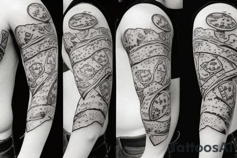 extremly realistic pizza tattoo idea