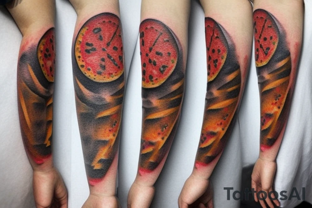 extremly realistic pizza tattoo idea
