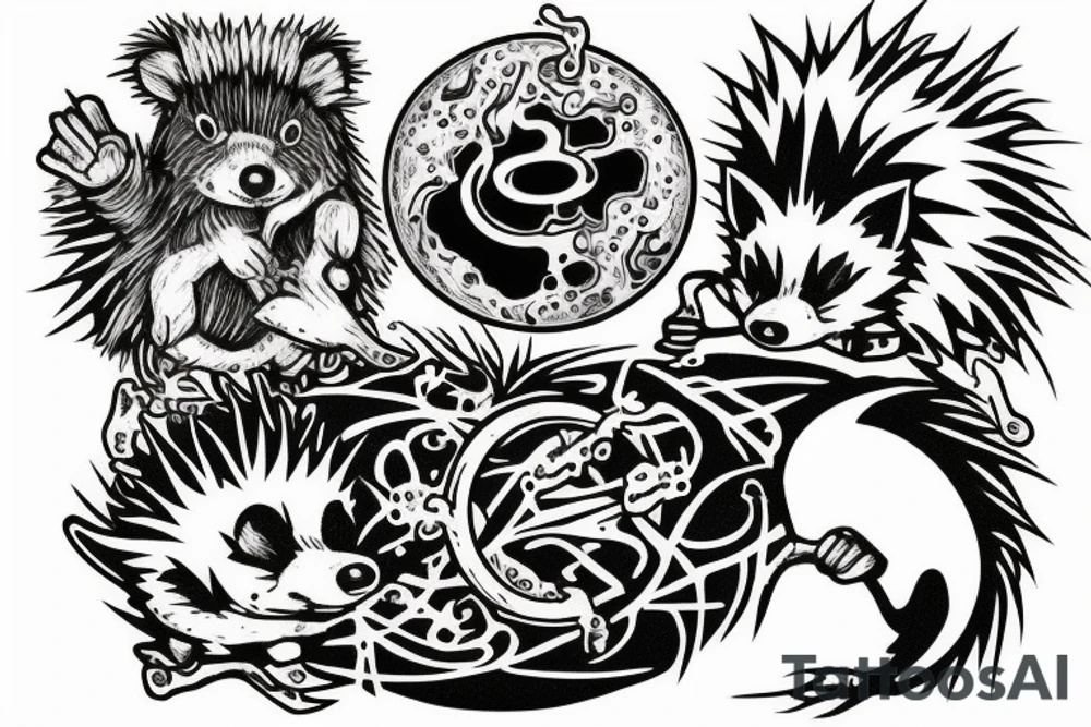 drain dead inside hedgehog tattoo idea