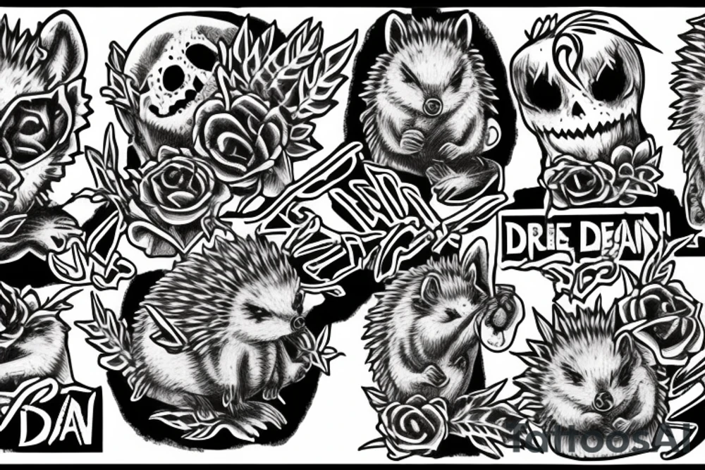 drain dead inside hedgehog tattoo idea