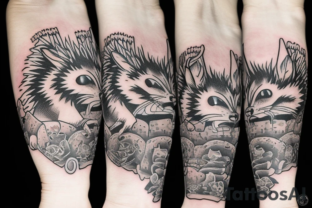 drain dead inside hedgehog tattoo idea