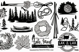 Lake, cabin, trees, and bandana tattoo idea