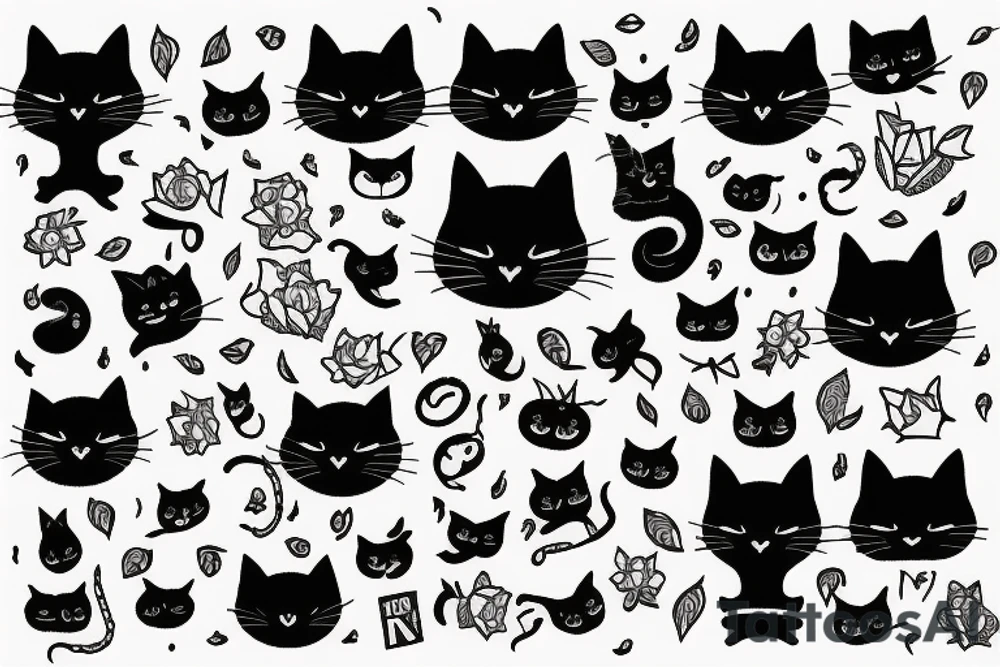 black cat with sweater tattoo idea