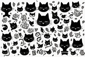black cat with sweater tattoo idea