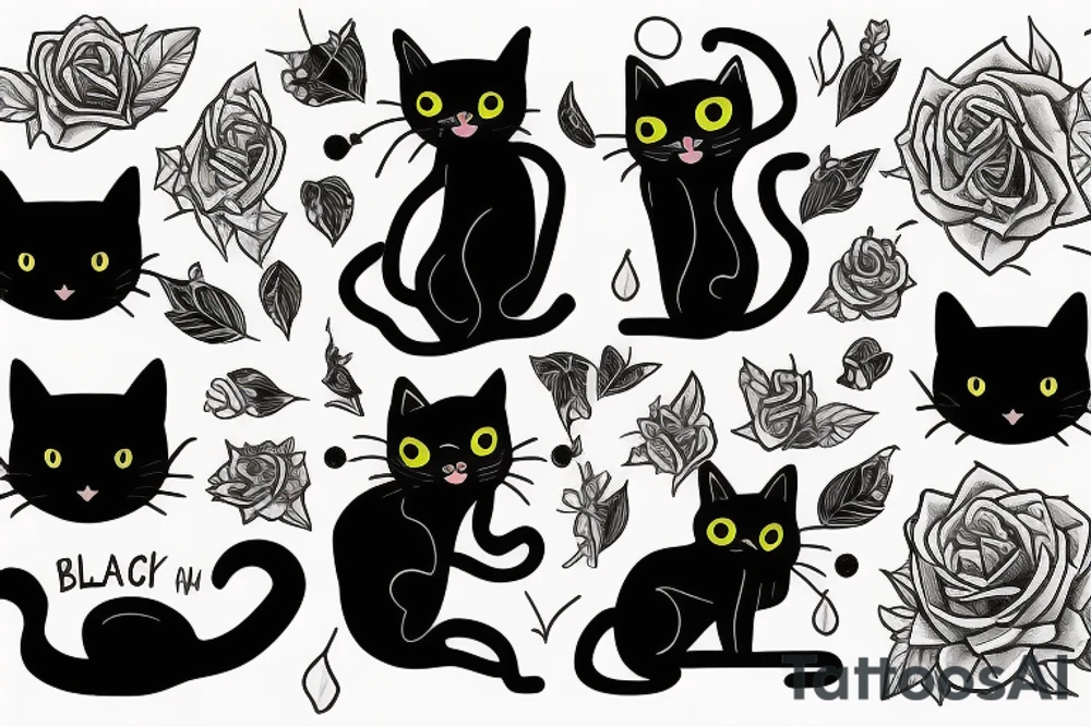 black cat with sweater tattoo idea