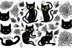 black cat with sweater tattoo idea