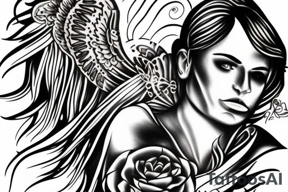 Face of  Michael the angel tattoo idea