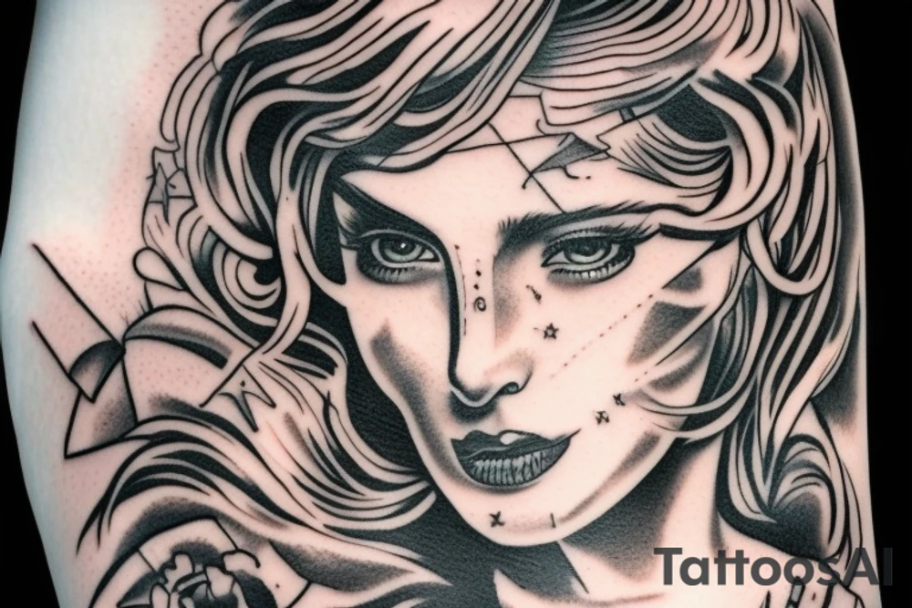 Face of  Michael the angel tattoo idea