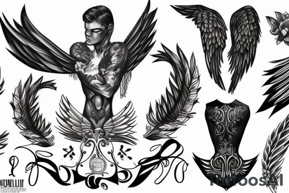 Saureil the angel male tattoo idea