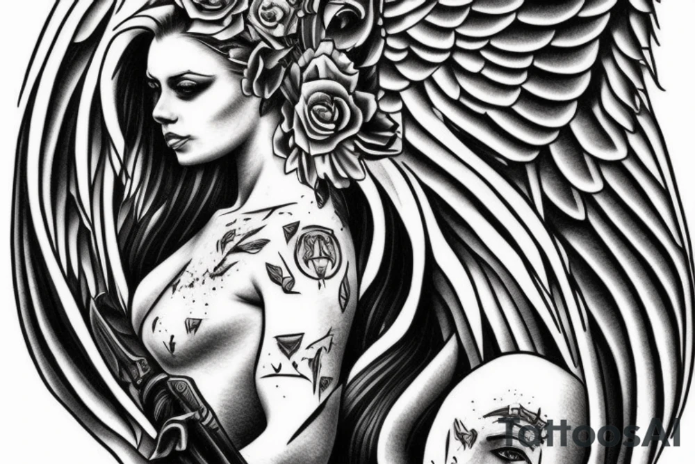 Face of the Angel of war tattoo idea