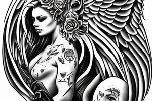 Face of the Angel of war tattoo idea