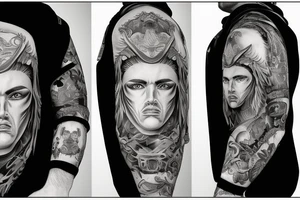 A male Guardian Angels face in a hood tattoo idea