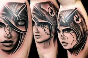 A heros face in a hood tattoo idea