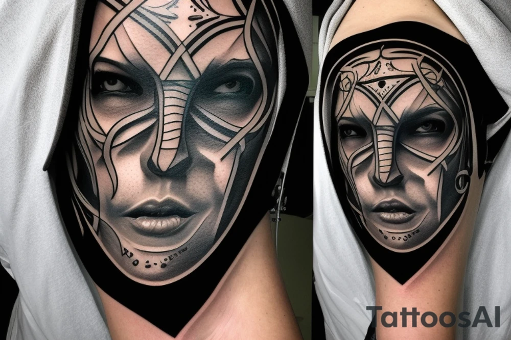 A Knights face in a hood tattoo idea