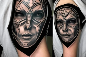 A Knights face in a hood tattoo idea