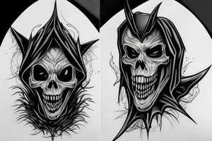 Grimreaper with fangs in a hood tattoo idea