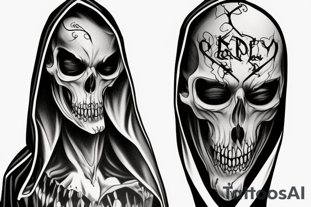 Grimreaper with canine in a hood tattoo idea