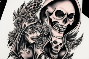 Grimreaper with canine in a hood tattoo idea