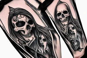 Grimreaper with canine in a hood tattoo idea