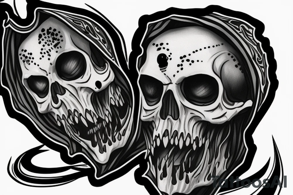 Grimreaper with canine in a hood tattoo idea